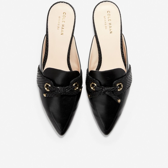 Cole Haan Emily Black Leather Mules Flats Sandals - Picture 2 of 12